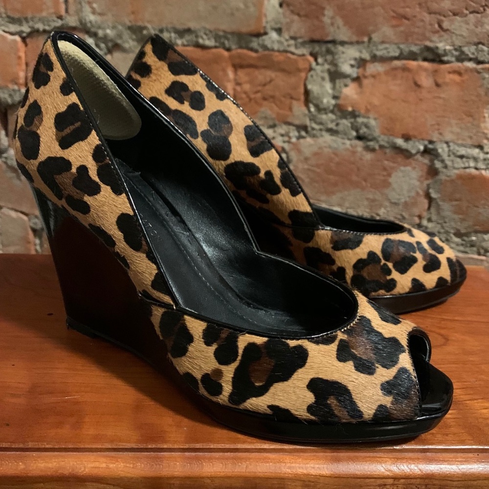 BCBG Ponyhair Leopard Wedges